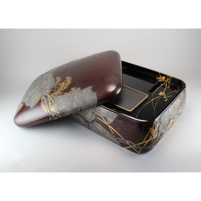 光琳草花図蒔絵硯箱[k0542]【Korin style lacquered writing box】