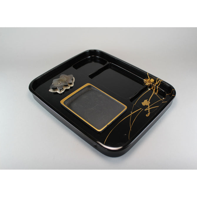 光琳草花図蒔絵硯箱[k0542]【Korin style lacquered writing box】