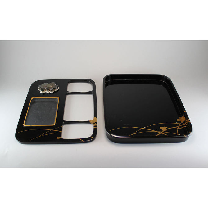 光琳草花図蒔絵硯箱[k0542]【Korin style lacquered writing box】