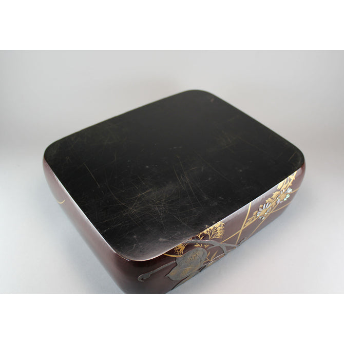光琳草花図蒔絵硯箱[k0542]【Korin style lacquered writing box】