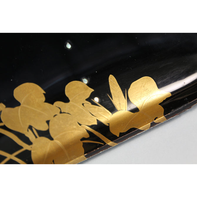 光琳草花図蒔絵硯箱[k0542]【Korin style lacquered writing box】