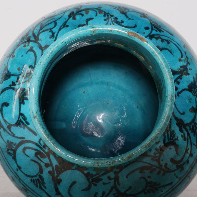 ペルシャ青釉草花魚紋壺【 Persian pot 】 [k0599]