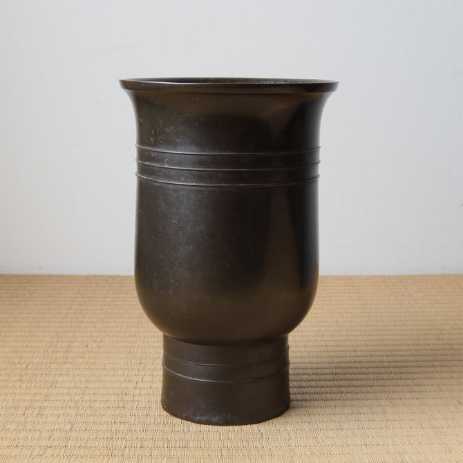風鈴形古銅花入 [k0598]【FŪRIN shaped flower vase 】