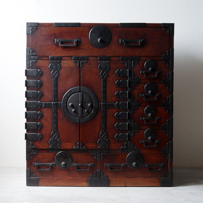 時代箪笥／欅長岡帳場箪笥  [j1189]【 Nagaoka merchant's chest -Japanese antique furniture】
