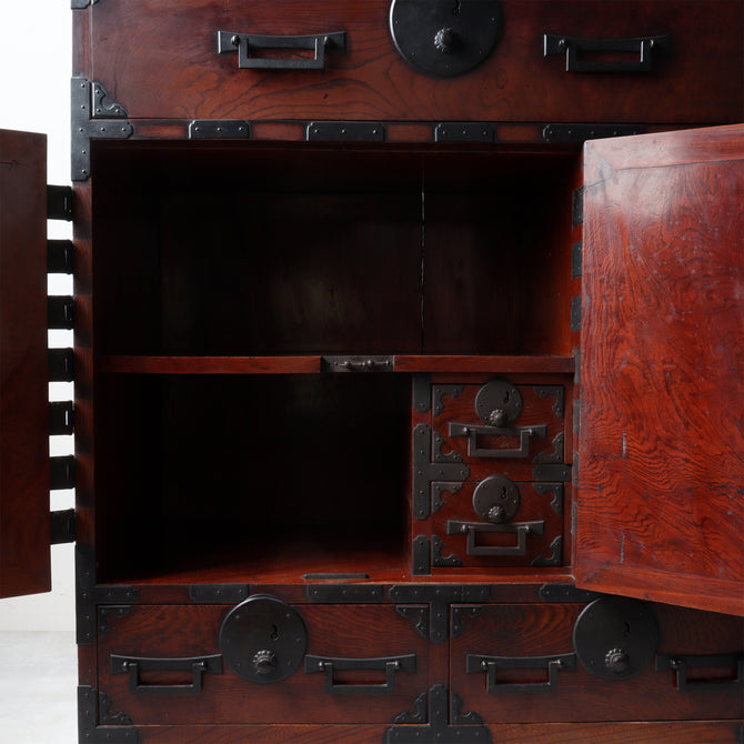 時代箪笥／欅長岡帳場箪笥  [j1189]【 Nagaoka merchant's chest -Japanese antique furniture】