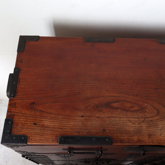 時代箪笥／欅長岡帳場箪笥  [j1189]【 Nagaoka merchant's chest -Japanese antique furniture】