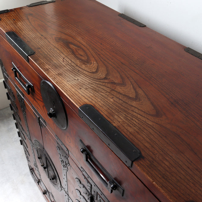 時代箪笥／欅長岡帳場箪笥  [j1189]【 Nagaoka merchant's chest -Japanese antique furniture】