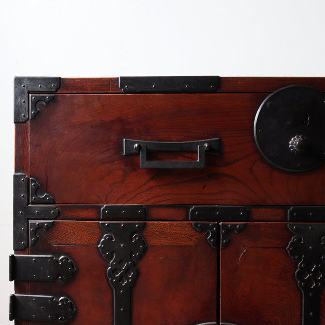 時代箪笥／欅長岡帳場箪笥  [j1189]【 Nagaoka merchant's chest -Japanese antique furniture】
