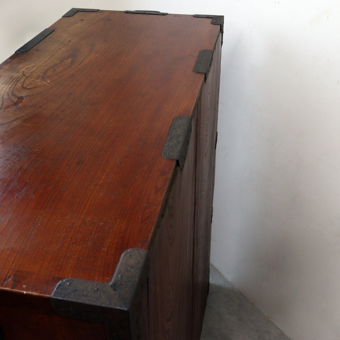 時代箪笥／欅長岡帳場箪笥  [j1189]【 Nagaoka merchant's chest -Japanese antique furniture】