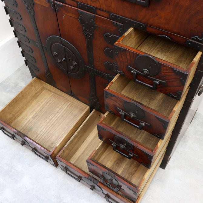 時代箪笥／欅長岡帳場箪笥  [j1189]【 Nagaoka merchant's chest -Japanese antique furniture】
