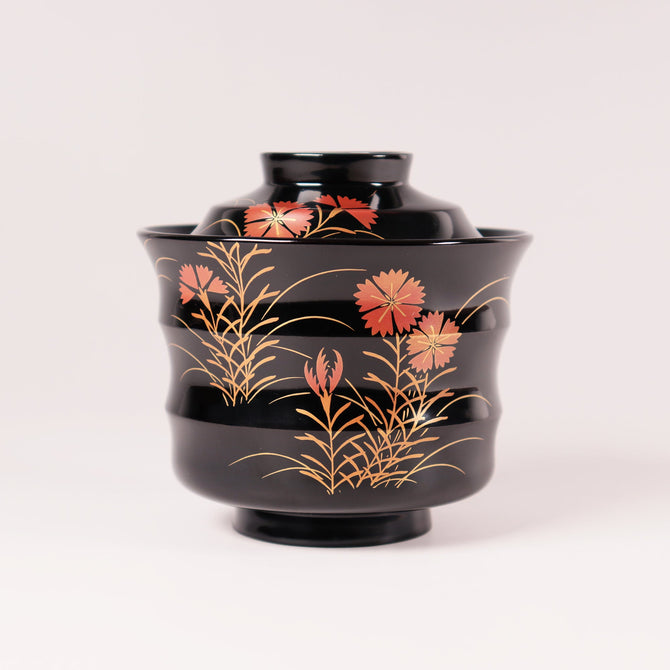 輪島塗撫子図蒔絵吸物椀五客揃い [L0001-5]