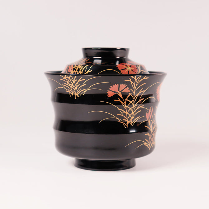 輪島塗撫子図蒔絵吸物椀五客揃い [L0001-5]