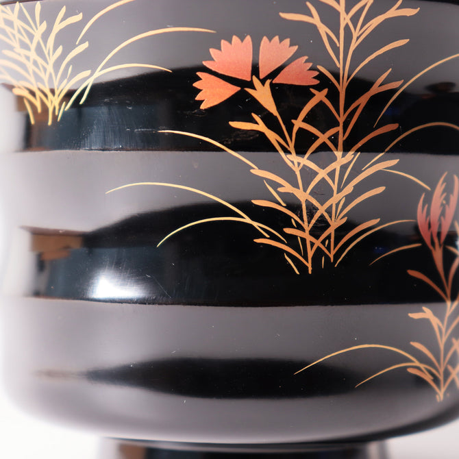 輪島塗撫子図蒔絵吸物椀五客揃い [L0001-5]