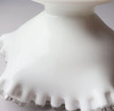 Fenton シルバークレストミルクガラスコンポート　U.S.A.ビンテージガラス　[g047]