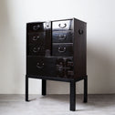 時代箪笥／黒塗閂付小箪笥　スタンド付き【Small chest with metal stand】 [j1195]　Japanese Antique Furniture
