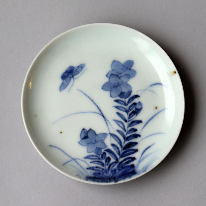 古伊万里染付秋草花図豆皿５客揃[p0328]【Old IMARI small plate-5pcs】