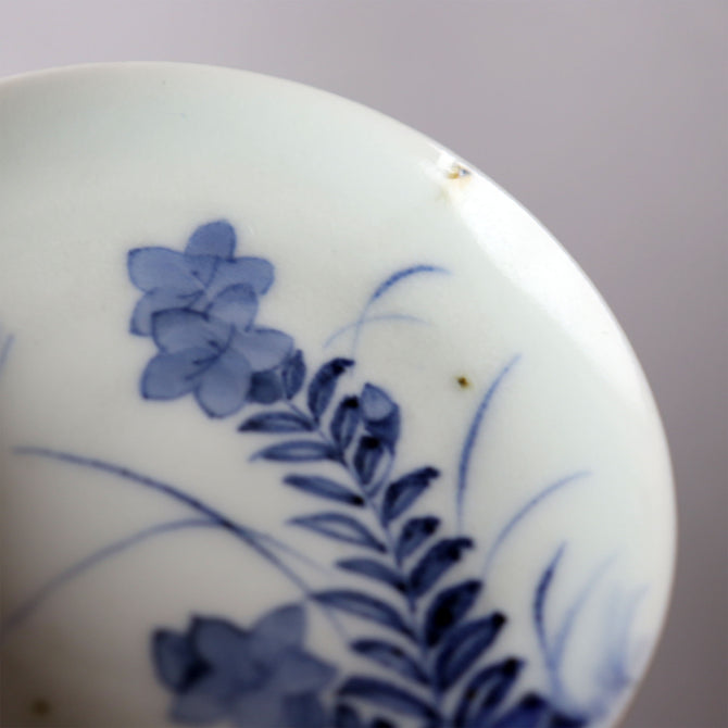 古伊万里染付秋草花図豆皿５客揃[p0328]【Old IMARI small plate-5pcs】