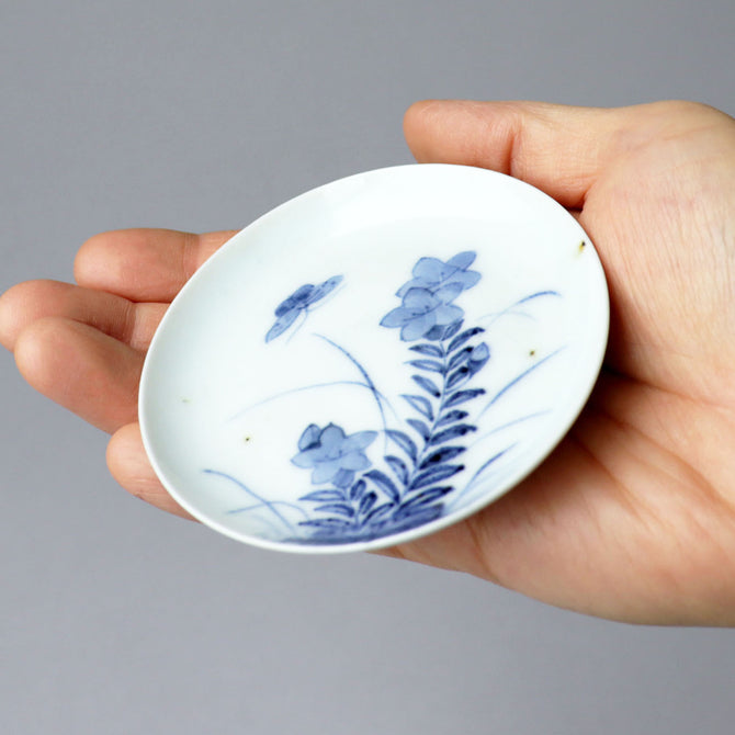 古伊万里染付秋草花図豆皿５客揃[p0328]【Old IMARI small plate-5pcs】