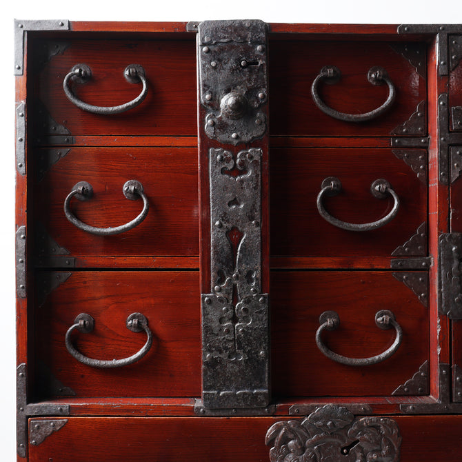時代箪笥／閂付小箪笥　スタンド付き【Small chest with metal stand】 [j1197]　Japanese Antique Furniture