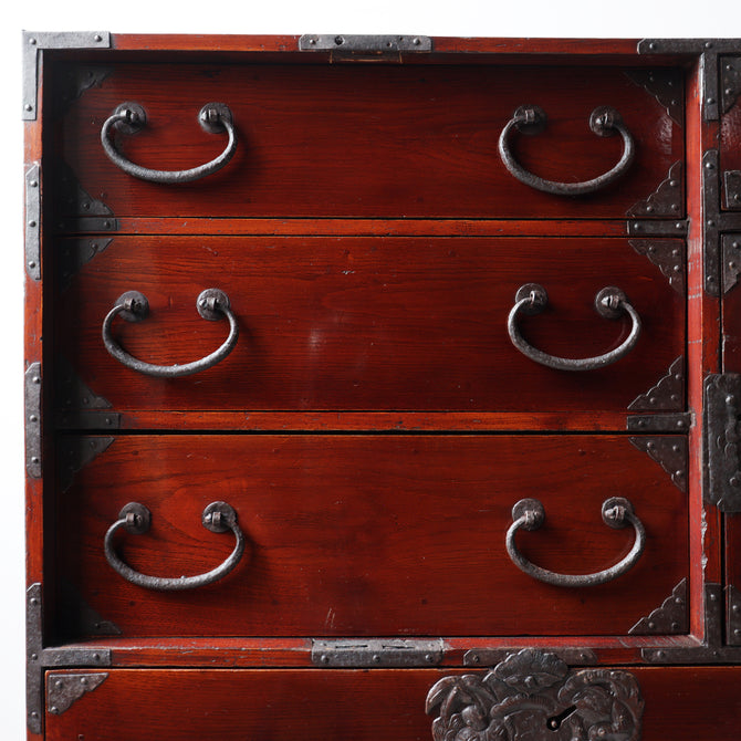 時代箪笥／閂付小箪笥　スタンド付き【Small chest with metal stand】 [j1197]　Japanese Antique Furniture