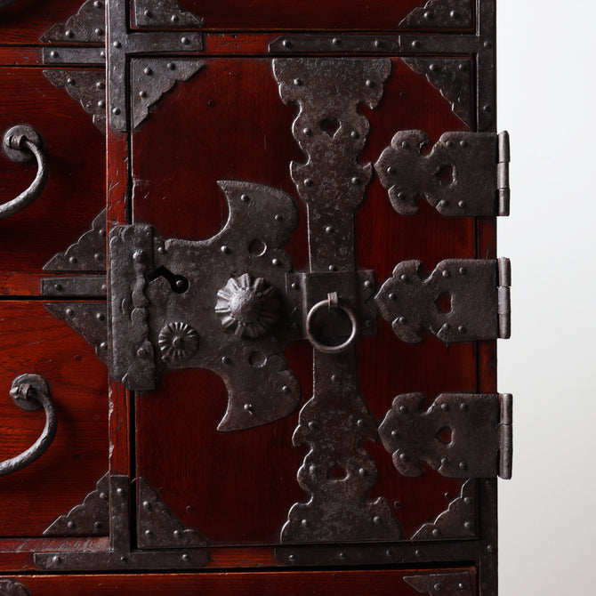 時代箪笥／閂付小箪笥　スタンド付き【Small chest with metal stand】 [j1197]　Japanese Antique Furniture