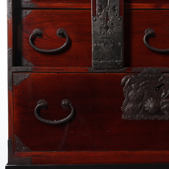 時代箪笥／閂付小箪笥　スタンド付き【Small chest with metal stand】 [j1197]　Japanese Antique Furniture