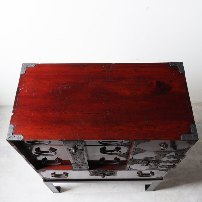 時代箪笥／閂付小箪笥　スタンド付き【Small chest with metal stand】 [j1197]　Japanese Antique Furniture