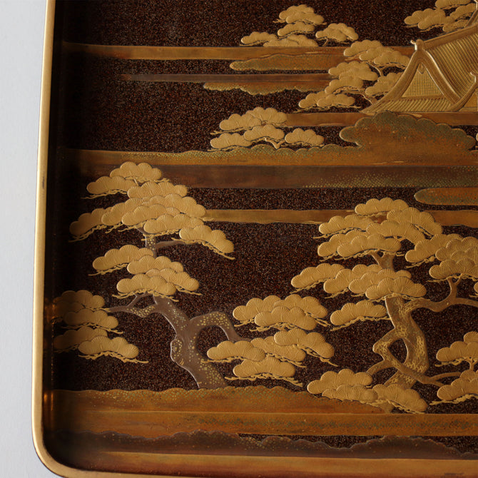 團扇蒔絵御硯箱[k0584]【Lacuerd SUZURIBAKO-inkstone box design of fans 】