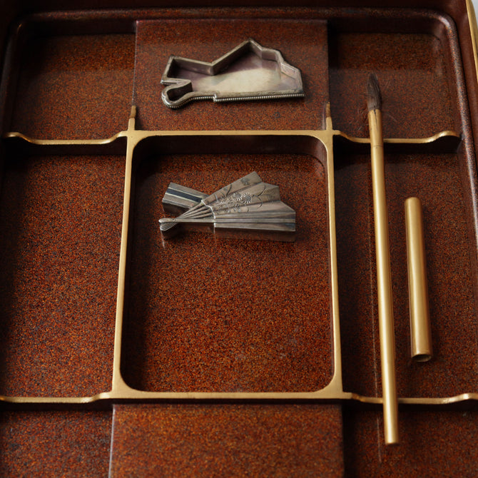 團扇蒔絵御硯箱[k0584]【Lacuerd SUZURIBAKO-inkstone box design of fans 】