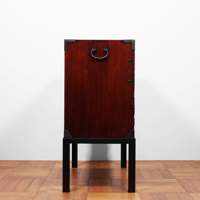 時代箪笥／黒塗庄内小箪笥　スタンド付き【SHONAI small chest with metal stand】 [j1164]　Japanese Antique Furniture