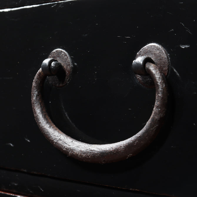 時代箪笥／黒塗庄内小箪笥　スタンド付き【SHONAI small chest with metal stand】 [j1164]　Japanese Antique Furniture