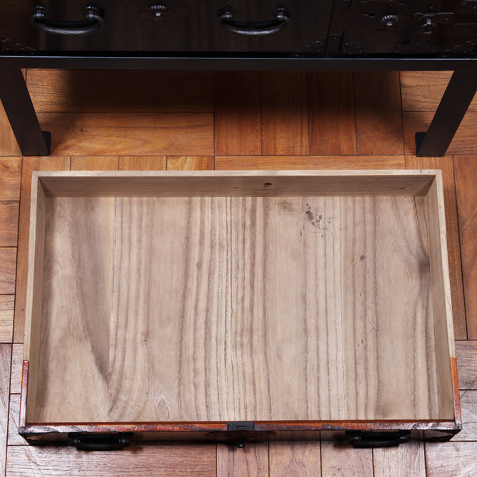 時代箪笥／黒塗庄内小箪笥　スタンド付き【SHONAI small chest with metal stand】 [j1164]　Japanese Antique Furniture