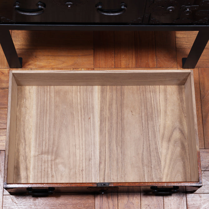 時代箪笥／黒塗庄内小箪笥　スタンド付き【SHONAI small chest with metal stand】 [j1164]　Japanese Antique Furniture