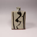 濱田庄司作／白釉黒流描扁壷 [k0543]【Shoji Hamada pottery】