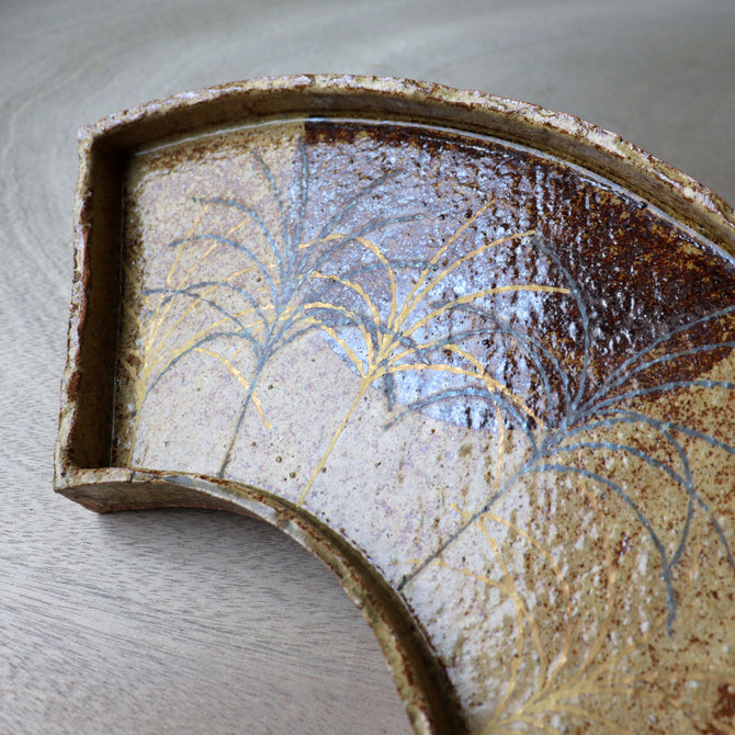 番浦史郎作　武蔵野扇面皿　1客（在庫6客）【SENMENZARA -Fan shaped plate 1pc by Shiro Banura】[p0348]