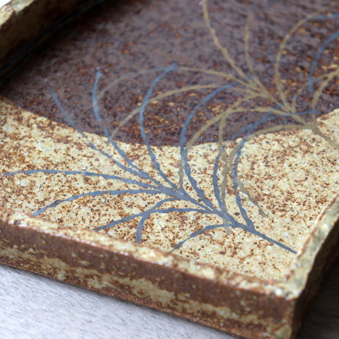 番浦史郎作　武蔵野扇面皿　1客（在庫6客）【SENMENZARA -Fan shaped plate 1pc by Shiro Banura】[p0348]