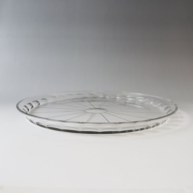 義屋萬（ギヤマン）菊型平鉢【Antique glass large plate】[g055]