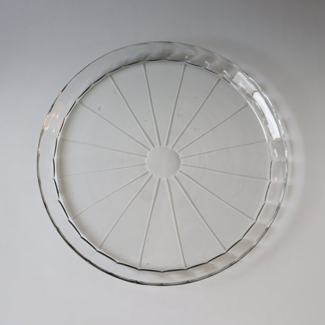 義屋萬（ギヤマン）菊型平鉢【Antique glass large plate】[g055]