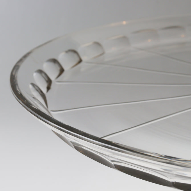 義屋萬（ギヤマン）菊型平鉢【Antique glass large plate】[g055]