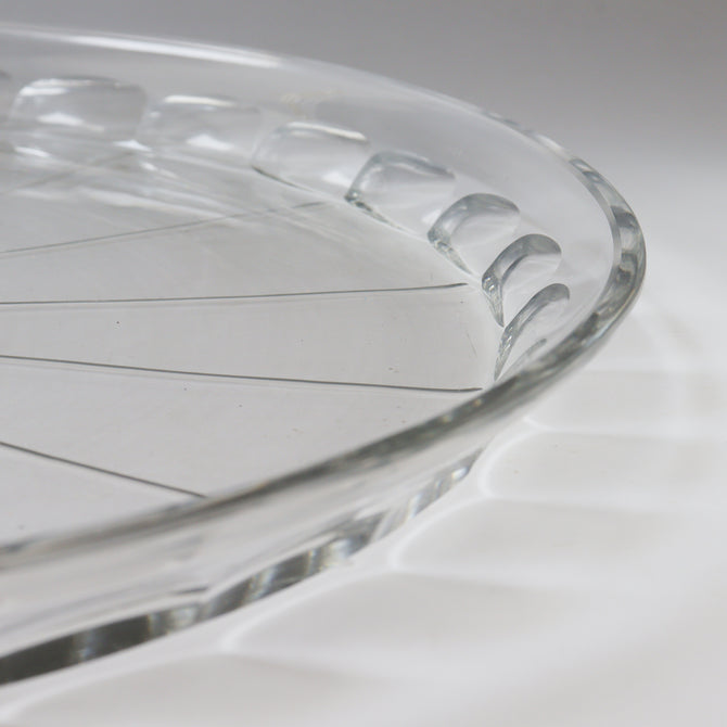 義屋萬（ギヤマン）菊型平鉢【Antique glass large plate】[g055]