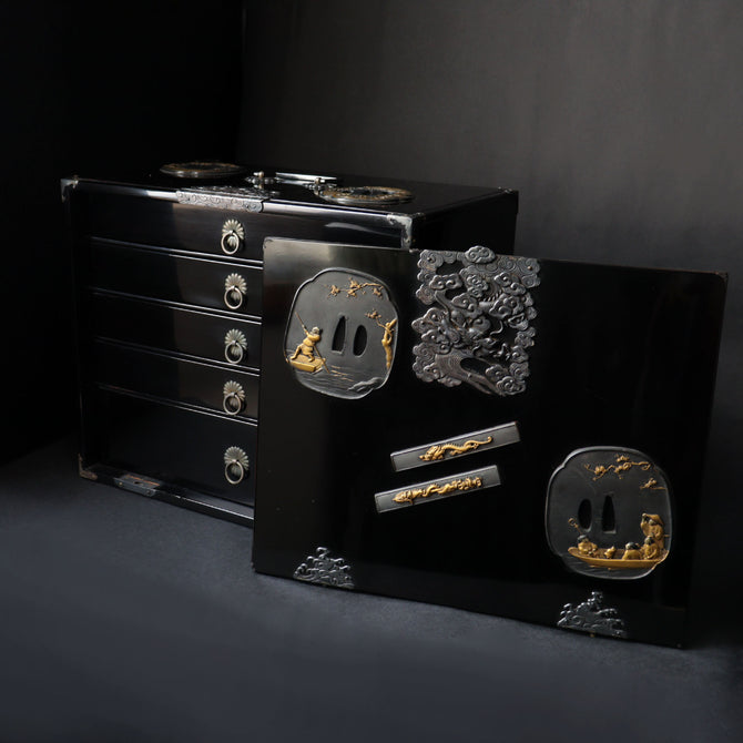 鍔紋様提箪笥【SAGEDANSU wiith TSUBA design】[k0602]