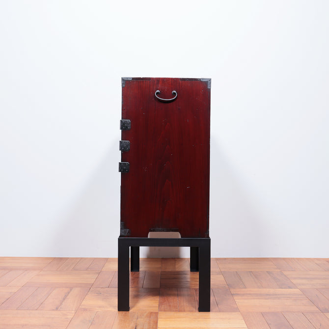 黒塗庄内小箪笥　スタンド付き【SHONAI small chest with metal stand】 [j1095]
