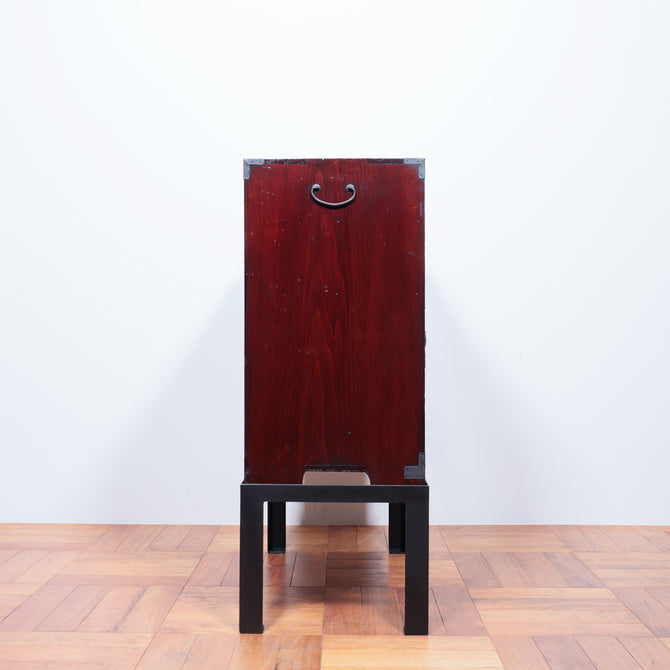 黒塗庄内小箪笥　スタンド付き【SHONAI small chest with metal stand】 [j1095]