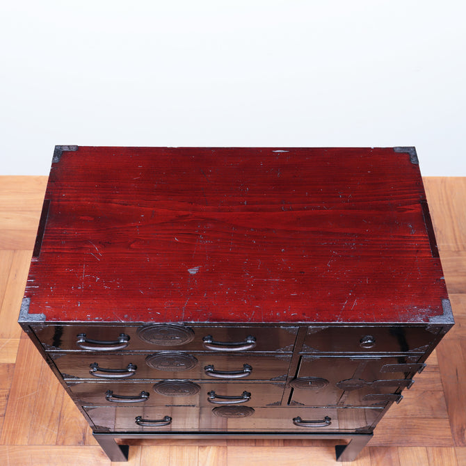 黒塗庄内小箪笥　スタンド付き【SHONAI small chest with metal stand】 [j1095]