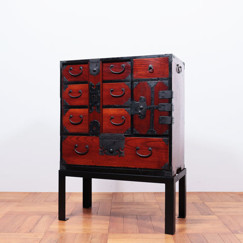 閂付小箪笥　スタンド付き【Small chest with metal stand】 [j1096]