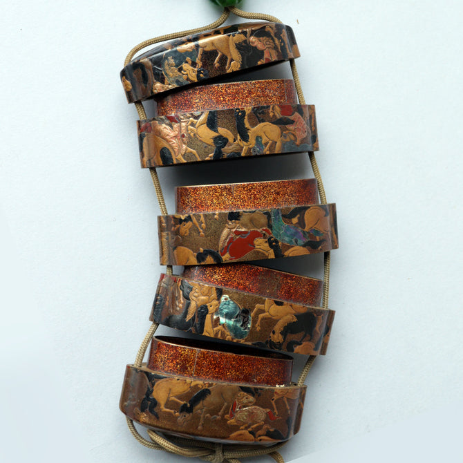 馬尽くし漆絵蒔絵印籠【INRO (Medicine case) with horse design】[k0604]