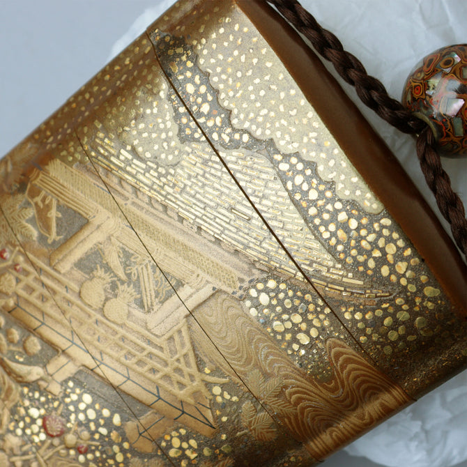 源氏絵蒔絵印籠【INRO (Medicine case) Genjie motif makie 】[k0605]
