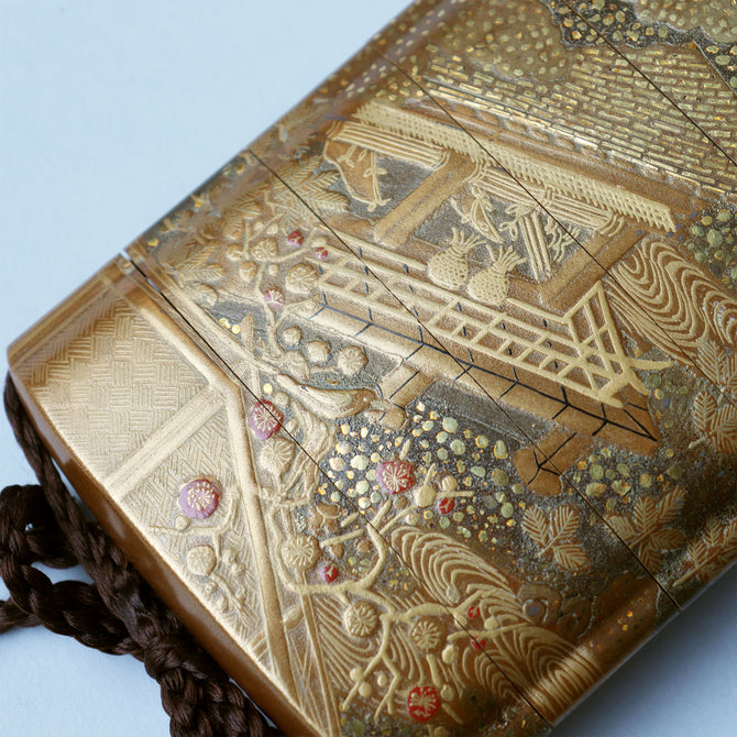 源氏絵蒔絵印籠【INRO (Medicine case) Genjie motif makie 】[k0605]