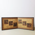 色紙貼交金枕屏風【Small golden folding screen】　[k0586]