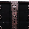 ◆ ご商談中- Sales pending ◆黒塗庄内閂付小箪笥　スタンド付き【SHONAI small chest with metal stand】 [j1102]